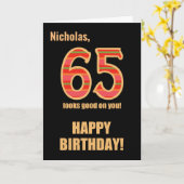 Nom customisé 65e anniversaire pour lui Carte (Fleur jaune)