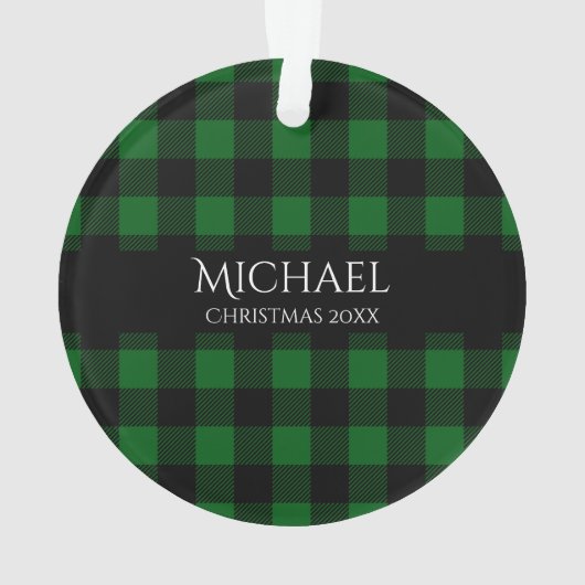 Nom customisé Année Ornement Plaid Buffalo (dos)