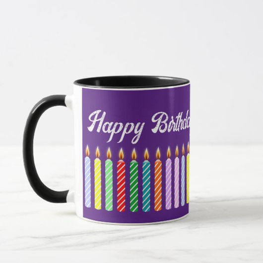 Nom customisé Joyeux Anniversaire Lit bougies Mug (Gauche)