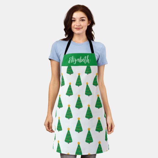 Nom customisé Mod Arbre de Noël Imprimer Tablier (Porté)
