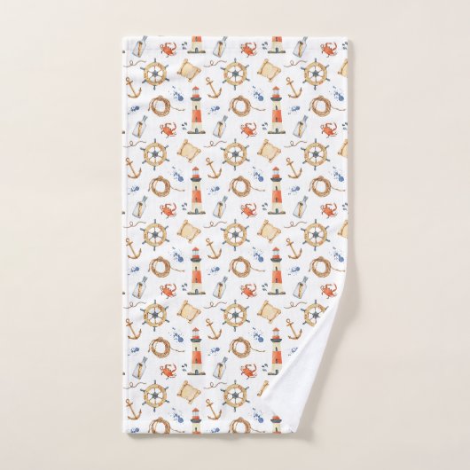 Nom Customisé nautique Marine Bleu (Serviette à main)