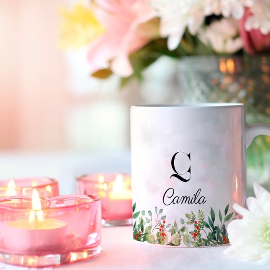 Nom d'aquarelle botanique floral girly Mug