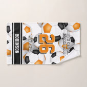 Nom d'athlète et d'équipe personnalisé orange (Serviette à main)