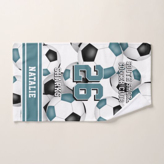 Nom d'athlète et d'équipe turquoise (Serviette à main)