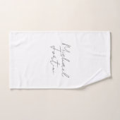 Nom de calligraphie blanche minimaliste profession (Serviette à main)