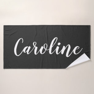 Nom de calligraphie chic personnalisé noir et bla