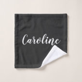 Nom de calligraphie chic personnalisé noir et blan (Gant de toilette)