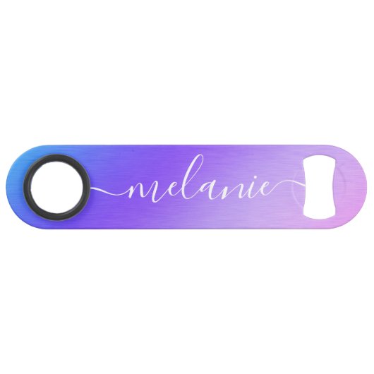 Nom de calligraphie dégradé bleu violet Ombre (Devant (Horizontal))