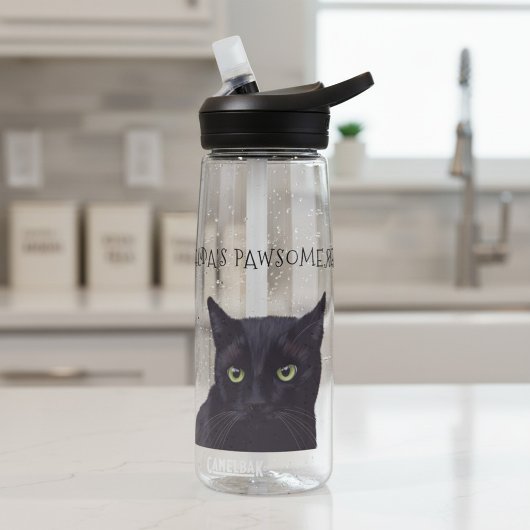 Nom de chat noir personnalisé Bouteille d'eau Paws