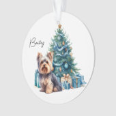 Nom de chien personnalisé Yorkie avec arbre de Noë (devant)