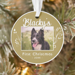 Nom de chiot de Noël festif avec feuillage photo