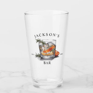 Nom de cocktail de whisky élégant & verre à pinte 