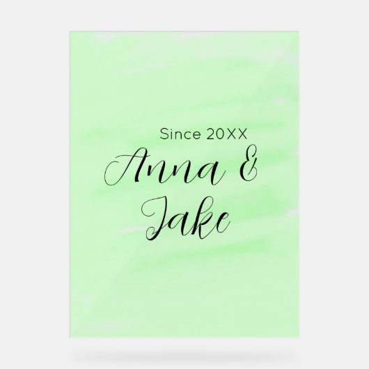 nom de couple de mariage date vert aquarelle paste (Recto)