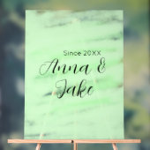 nom de couple de mariage date vert aquarelle paste (Neutre)