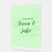 nom de couple de mariage date vert aquarelle paste (Angle)