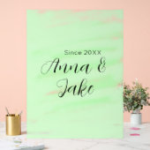 nom de couple de mariage date vert aquarelle paste (Mariage)