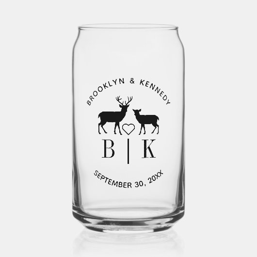 Nom de couple Deer Monogram Mariage campagnard rus (Recto)