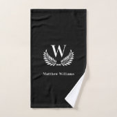 Nom de couronne de laurier blanc noir monogramme (Serviette à main)