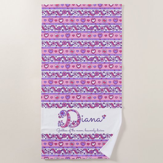 Nom de Diana signifiant serviette de plage rose de (Devant)
