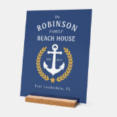 Nom de famille Beach House Ancre Gold Laurel Marin (Angle)