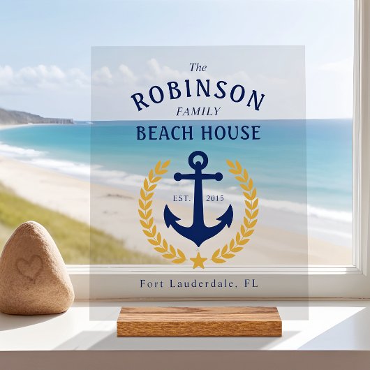 Nom de famille Beach House Ancre Gold Laurel Star