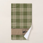 Nom de famille Cabine Arbres Sage Green Plaid Burl (Serviette à main)