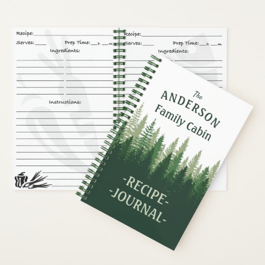Nom de famille Cabine Pine Trees Recette Journal (À l'intérieur)