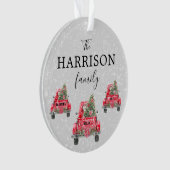 Nom de famille Camion rouge Ornement acrylique de  (devant)