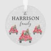 Nom de famille Camion rouge Ornement acrylique de  (dos)