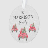 Nom de famille Camion rouge Ornement acrylique de  (devant)