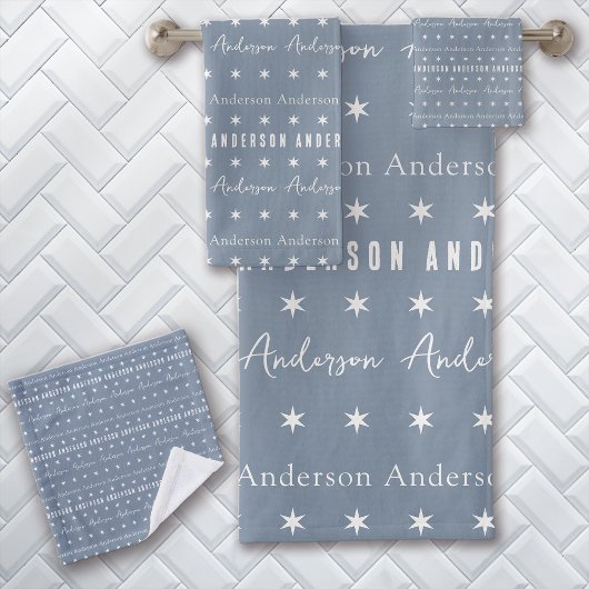 Nom de famille de répétition bleu Monogramme