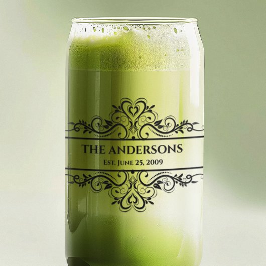 Nom de famille en monogramme orné  Date