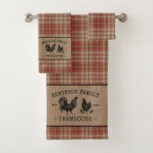 Nom de famille Farmhouse Vintage Red Plaid Burlap (En situation)