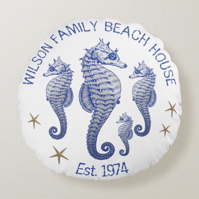 Nom de famille Hippocampe Coussin de Maison de Pla (Devant)