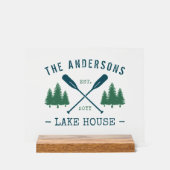 Nom de famille Lake House Oars rustiques Pine Tree (Recto)