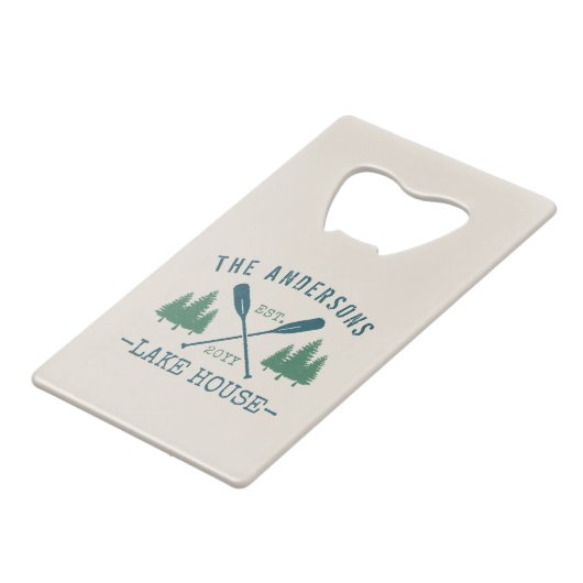 Nom de famille Lake House Oars rustiques Pine Tree (Devant Angle)