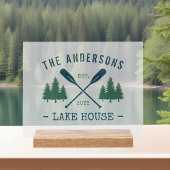 Nom de famille Lake House Oars rustiques Pine Tree