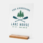 Nom de famille Lake House Oars rustiques Pine Tree (Angle)