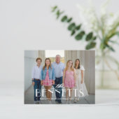 Nom de famille Modern Elegant Photo Holiday Carte (Debout devant)