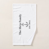 Nom de famille nautique blanc (Serviette à main)