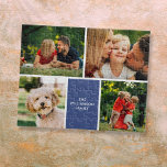 Nom de famille personnalisé 4 Photos Collage<br><div class="desc">Personnalisez avec vos quatre photos de famille préférées portant votre nom de famille. Création d'un collage photo unique,  mémoire et cadeau. Un joli gardien au trésor ! Conçu par Thisisnotme©</div>