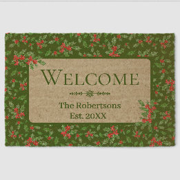 Nom de famille personnalisé Red and Green Holly