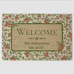 Nom de famille personnalisé Red and Green Holly