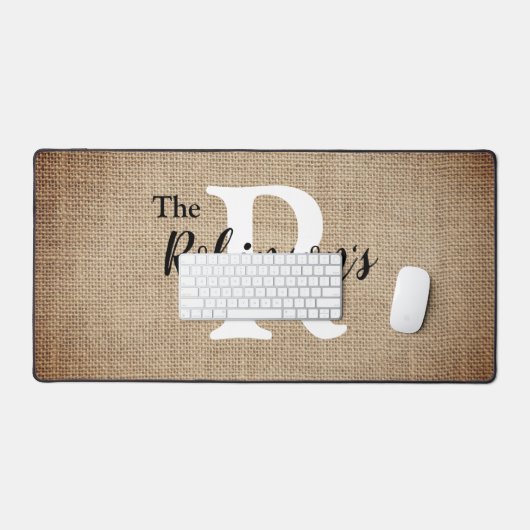 Nom de famille Première Rustique Burlap Image Cust (Clavier et souris)