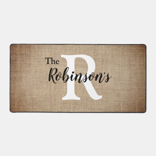 Nom de famille Première Rustique Burlap Image Cust (Recto)