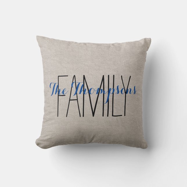 Nom de famille Rustic Chic Monogram Coussin (Recto)
