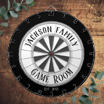 Nom de famille Salle de jeu Blanc<br><div class="desc">Arrière - plan coloré avec nom personnalisé et salle de jeu au centre du plateau. Autres couleurs disponibles dans la boutique.</div>