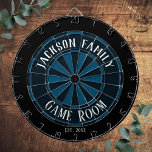 Nom de famille Salle de jeu Bleu<br><div class="desc">Arrière - plan coloré avec nom personnalisé et salle de jeu au centre du plateau. Autres couleurs disponibles dans la boutique.</div>