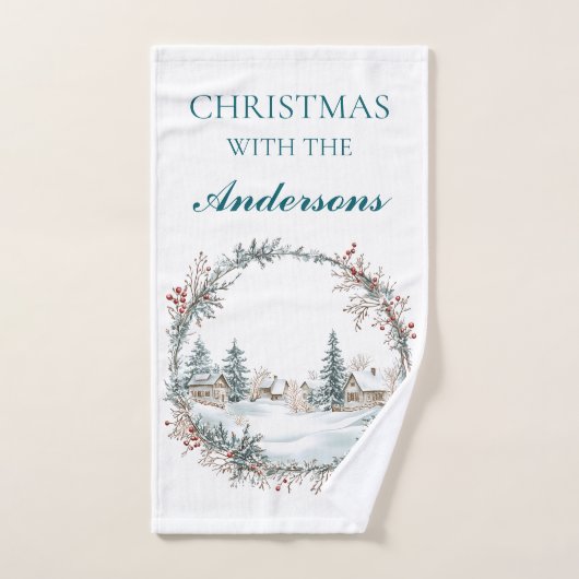 Nom de famille serviette personnalisée de Noël (Serviette à main)