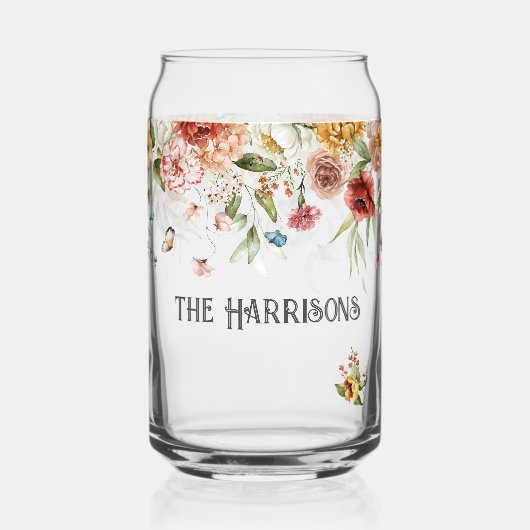 Nom de famille sur Red Gold Peonies Floral Drop (Recto)